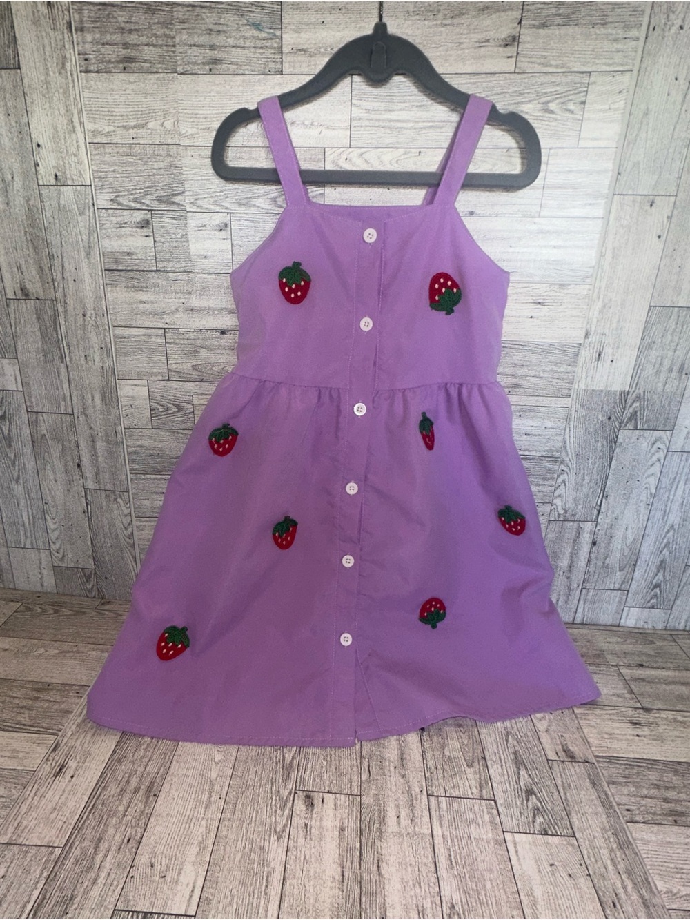 Girls size 5T Purple Strawberry Embroidered Sundress